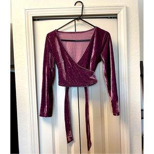 Purple suede tie crop top